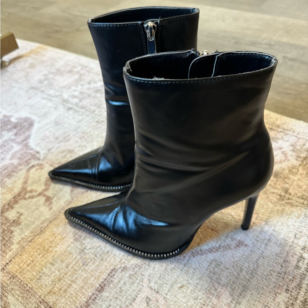 Zara faux patent leather heeled boots